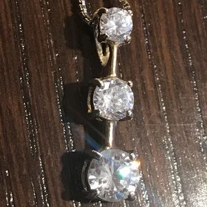 18 inch gp/sterling necklace with 3 CZ pendant